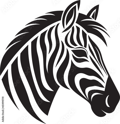 Prowling Black and White Serenity Majestic Striped Equine Emblem
