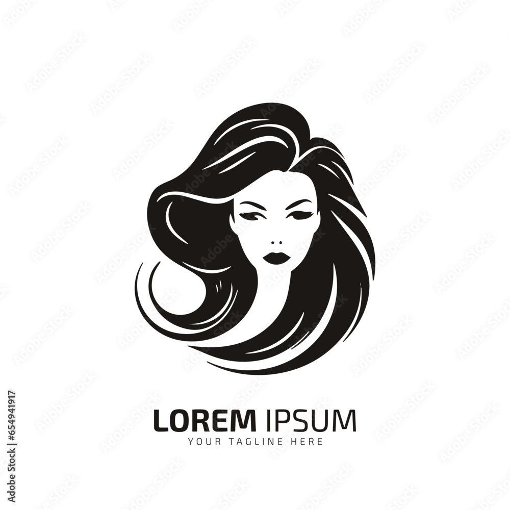 minimal and abstract logo of girl icon lady vector silhouette isolated design black girl