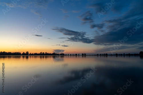 Blue hour after sunset over lake constance