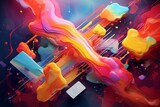 Vibrant abstract background with colorful spatial elements. Artistic 3D rendering. Generative AI
