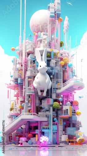 Art white background rabbit style of vibran Ai generated art