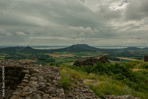 Ruins and remains on Csobanc hill from Hungary, Balaton Uplands NAtional Park photo