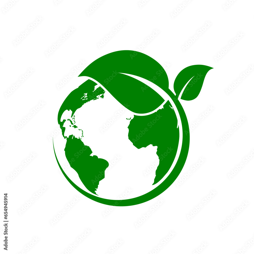 Green earth icon. Ecology world icon. Save earth and ecology icon