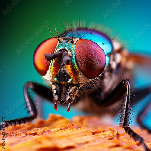 Closeup macro image of a fly