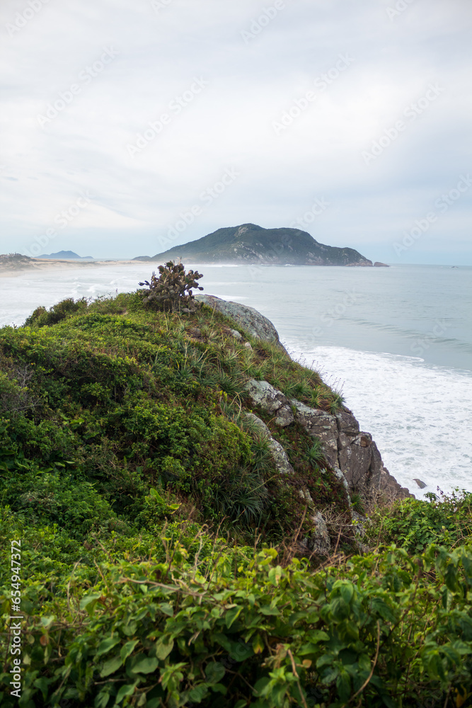 ondas na Praia do Santinho e vegetação do Morro das Aranhas Florianópolis 