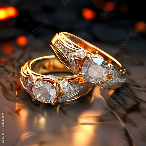 Golden Rings With Diamonds