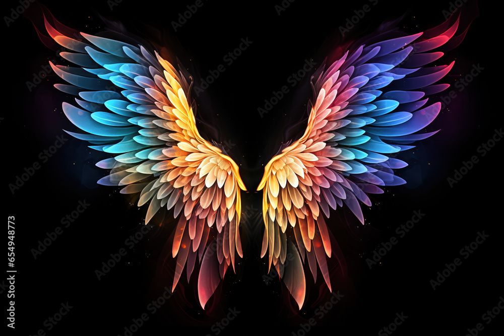 Obraz premium Colorful Wings on Black Background
