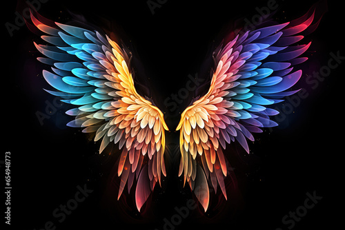 Colorful Wings on Black Background