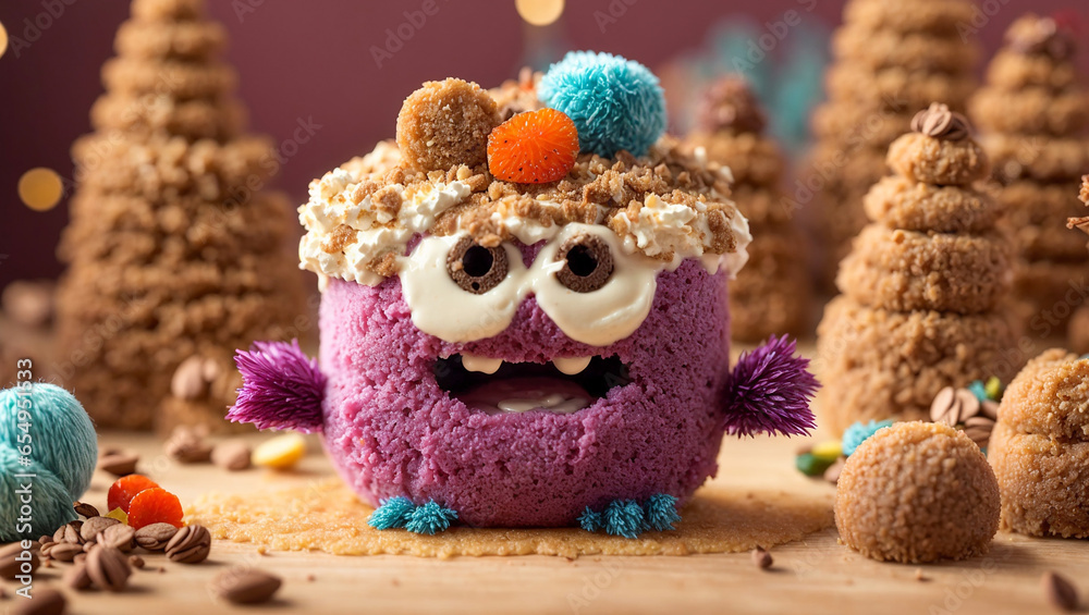 Cake monster with eyes