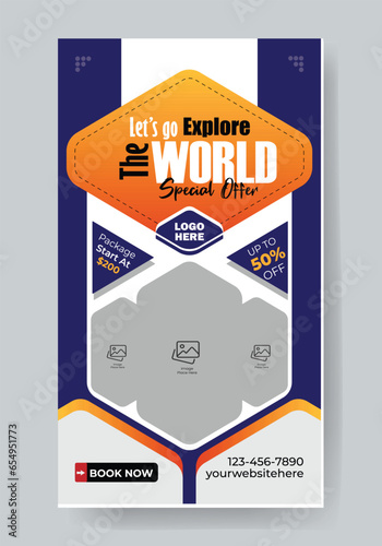 Explore the World Travel Agency Instagram and Facebook Story template Design
