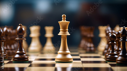 chess on the board close-up. concept of competition between mathematics and intellect. ai generative