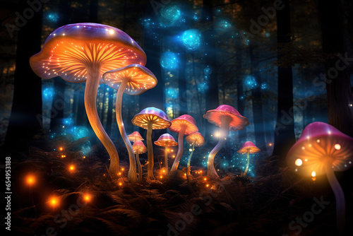 Illuminated Mushrooms Background