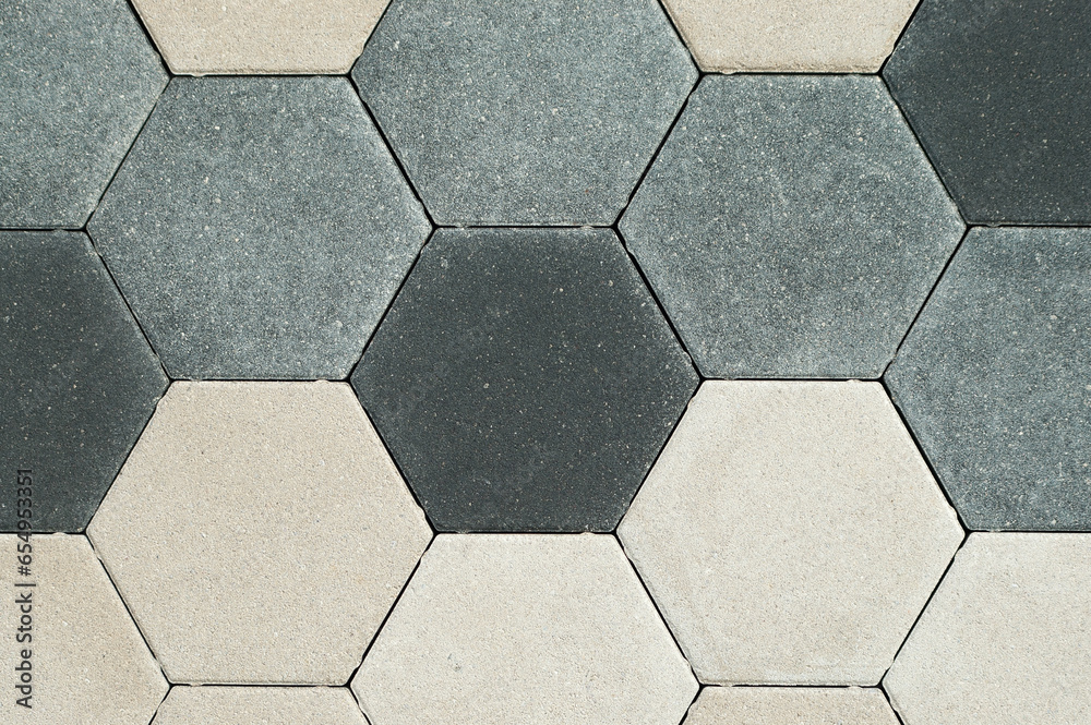 gray decorative paving slabs made of hexagonal blocks gray decorative paving slabs made of hexagonal blocks