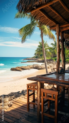 Concepto de bar en la playa. Aplicable para móvil. Generado por IA. 