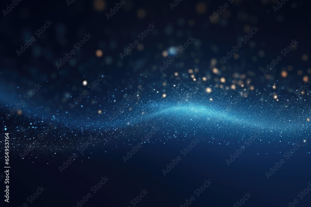 Obraz premium Dark blue and glow particle abstract background, template for design. banner, copy space