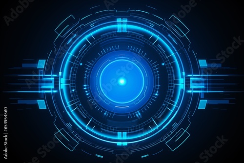Cool futuristic flare with lit blue circles Science fiction background