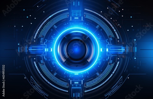 Cool futuristic flare with lit blue circles Science fiction background