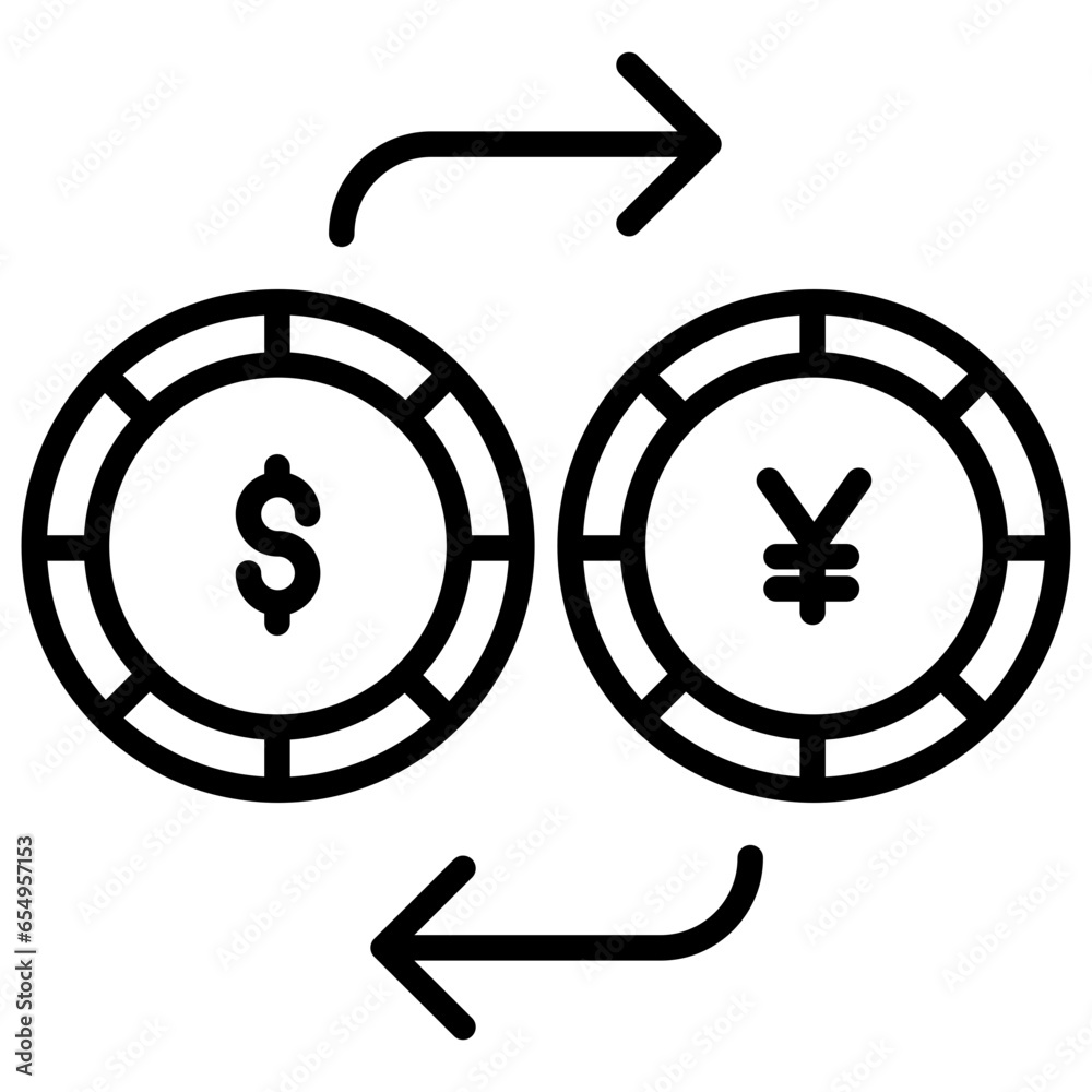 Outline Dollar and Yen exchange icon Outline Dollar and Yen exchange icon