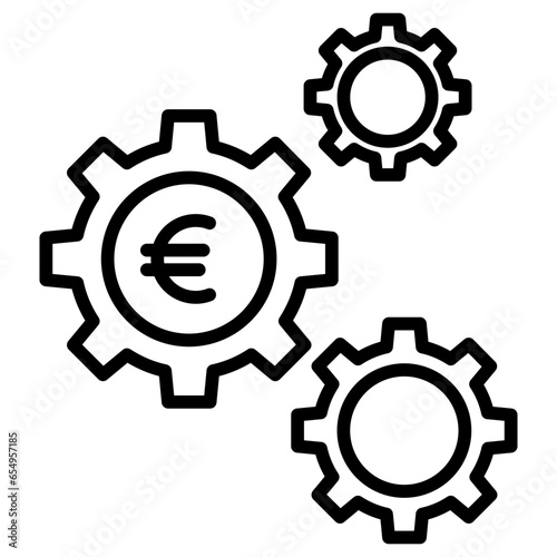 Outline Euro Cog icon