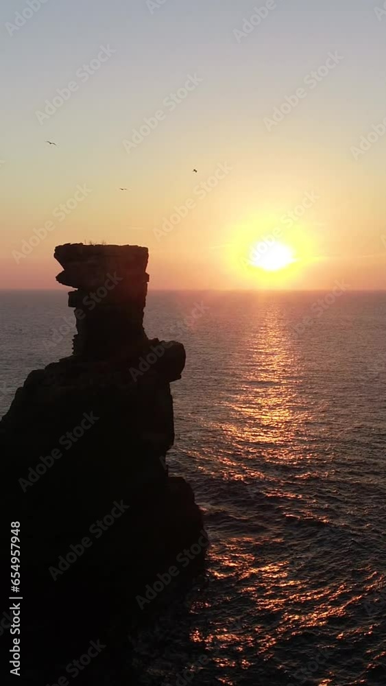 Vertical Video of Sea Rock at Amazing Sunset. Cabo Carvoeiro Peniche Portugal Vertical Video of Sea Rock at Amazing Sunset. Cabo Carvoeiro Peniche Portugal
