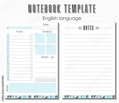 notebook page template planner blue