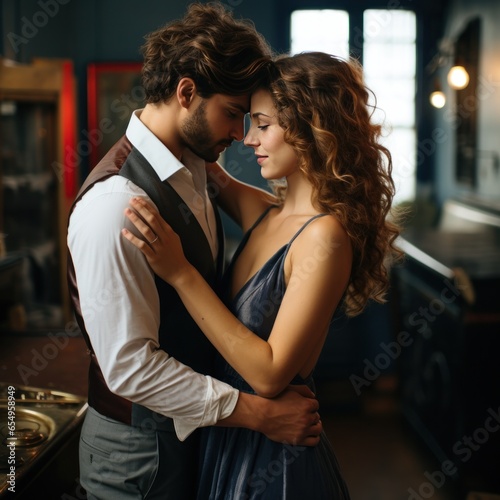 Romantic slow dance with intimate embrace
