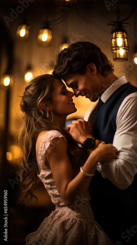 Romantic slow dance with intimate embrace