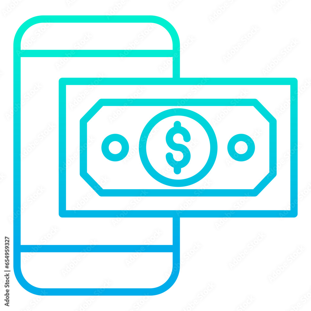 Outline gradient Dollar Mobile icon Outline gradient Dollar Mobile icon