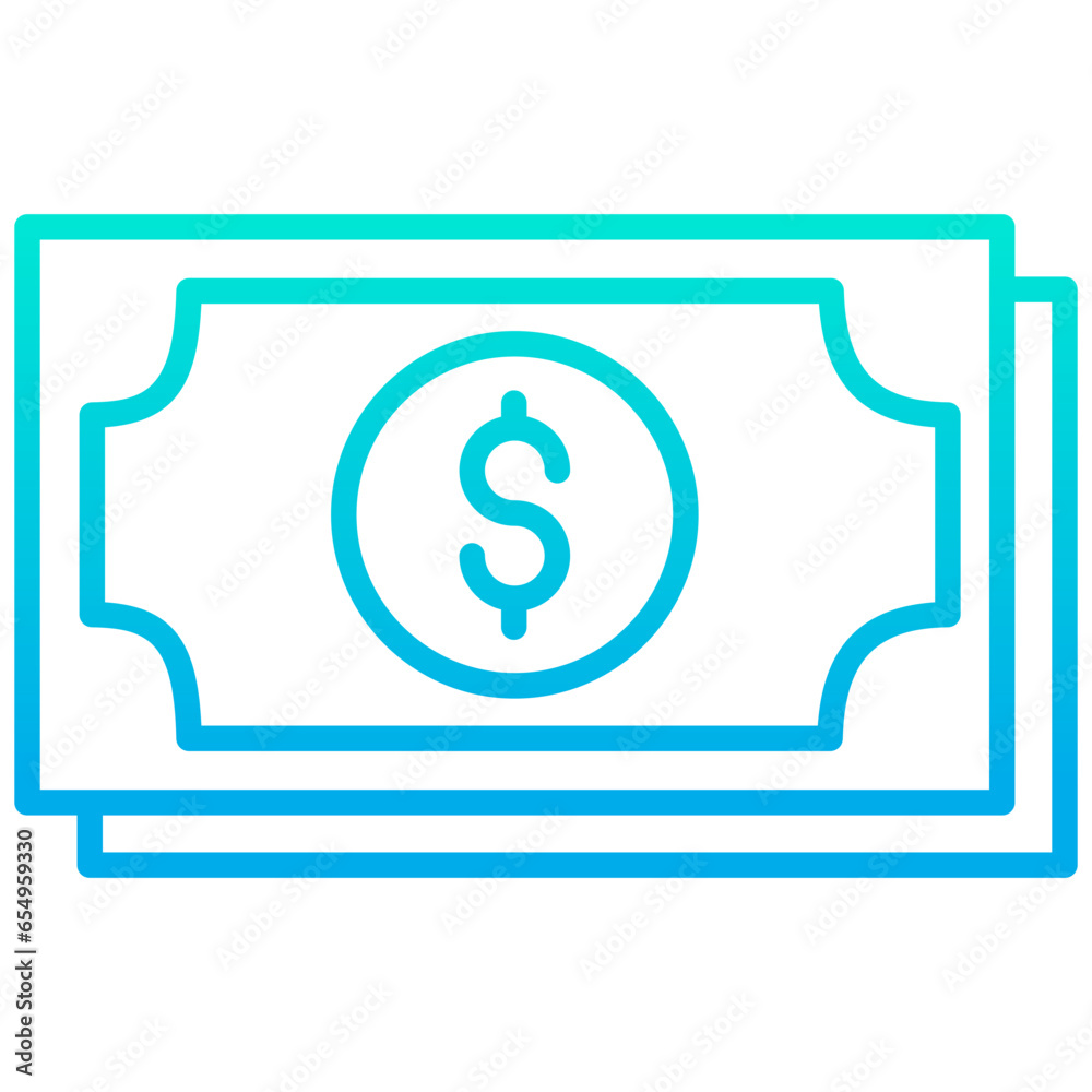 Outline gradient Dollar Notes icon Outline gradient Dollar Notes icon