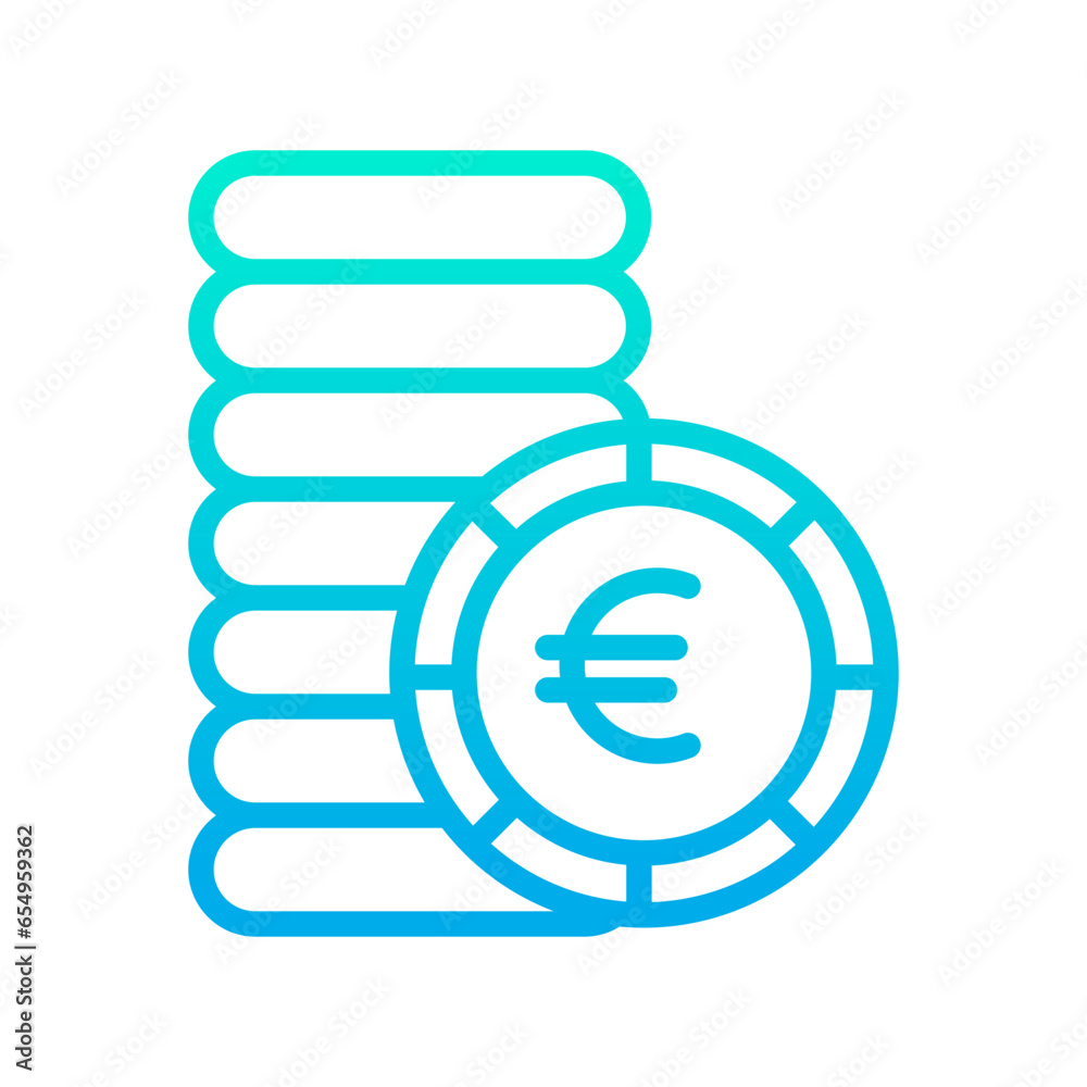 Outline gradient Euro Coins icon Outline gradient Euro Coins icon