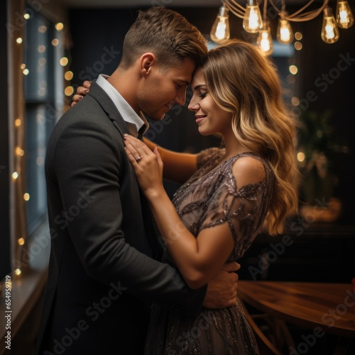 Romantic slow dance with intimate embrace