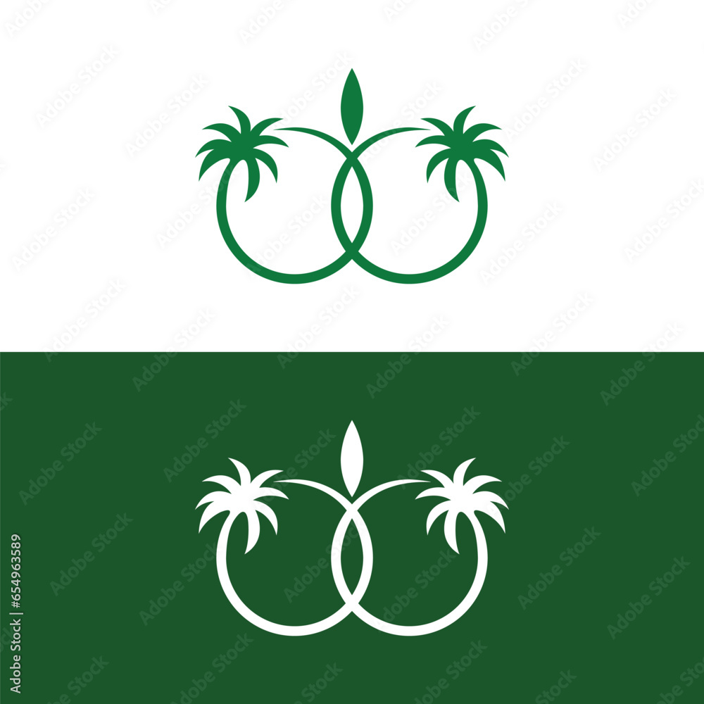 Detailed Palm Tree, Palm tree, separate banana leaves, vector palm icon, Set tropical palm trees, nature and young plants, Vector design, Exotic plants, palm leaves, watercolor vector illustration