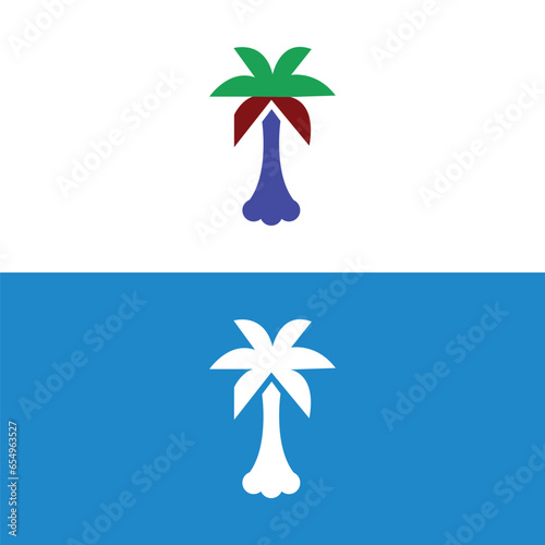 Detailed Palm Tree, Palm tree, separate banana leaves, vector palm icon, Set tropical palm trees, nature and young plants, Vector design, Exotic plants, palm leaves, watercolor vector illustration