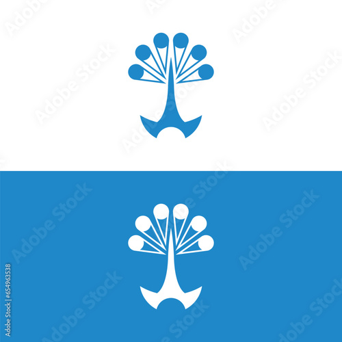 Detailed Palm Tree, Palm tree, separate banana leaves, vector palm icon, Set tropical palm trees, nature and young plants, Vector design, Exotic plants, palm leaves, watercolor vector illustration