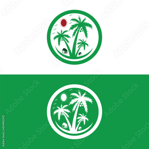 Detailed Palm Tree, Palm tree, separate banana leaves, vector palm icon, Set tropical palm trees, nature and young plants, Vector design, Exotic plants, palm leaves, watercolor vector illustration