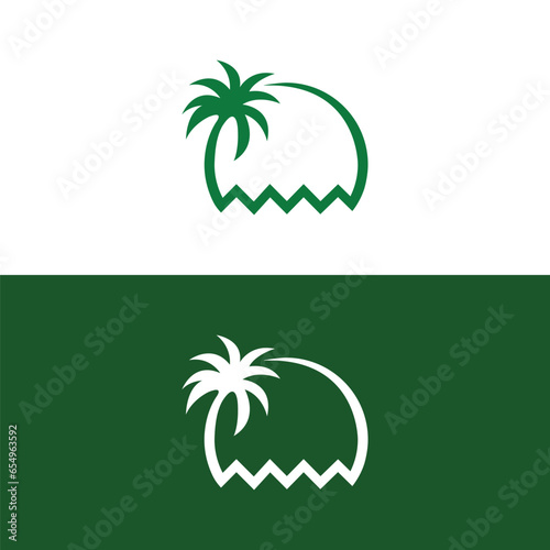 Detailed Palm Tree, Palm tree, separate banana leaves, vector palm icon, Set tropical palm trees, nature and young plants, Vector design, Exotic plants, palm leaves, watercolor vector illustration