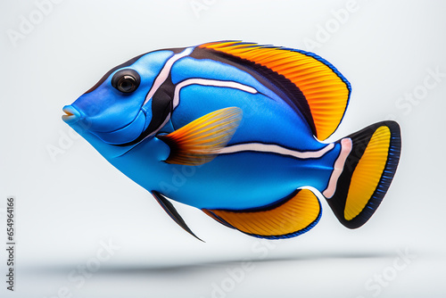 Blue Tang Fish Isolated in White Background