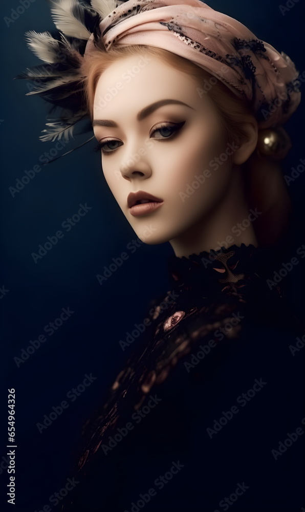 portrait of a woman. Extremely realistic female illustration. Fashion model.