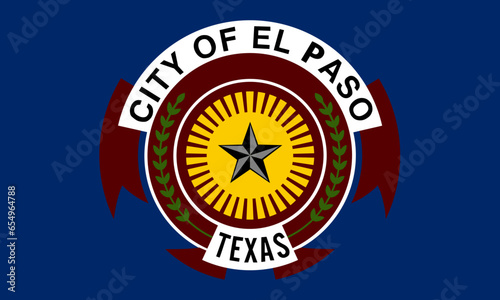 City El Paso flag vector illustration isolated on background. Town in Texas State. USA city symbol. United States of America city emblem. El Paso town banner.