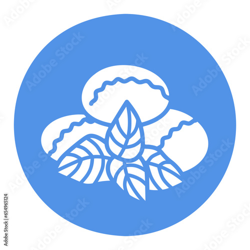 Mozzarella cheese with basil vector icon