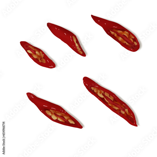 pieces of fresh chilli slices