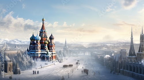 St. Basil's Cathedral in Moscow, Russia, Red Square, and the winter climate