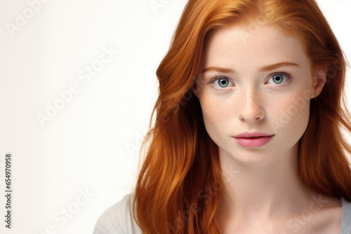 A close-up photograph of a woman with vibrant red hair. This image can be used to represent beauty, fashion, and individuality. Perfect for websites, blogs, and social media posts.