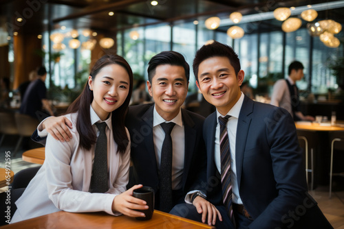 Chinese consultants and clients in business photoshoot