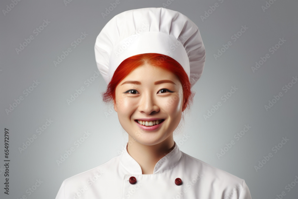 A woman wearing a chef's hat smiles at the camera. This picture can be used to showcase a happy chef or to represent culinary expertise. A woman wearing a chef's hat smiles at the camera. This picture can be used to showcase a happy chef or to represent culinary expertise.