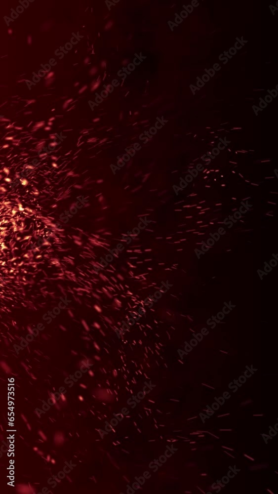 Vertical video - burning red hot sparks background animation. Fiery red ...