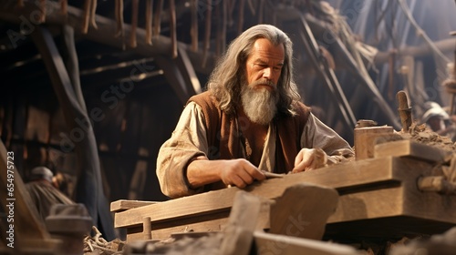 Noah's designing and building the Ark to survive the flood
