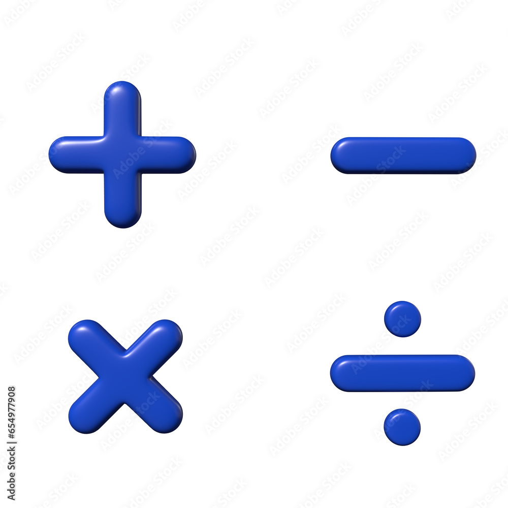 mathematics symbols in 3d render in blue color mathematics symbols in 3d render in blue color