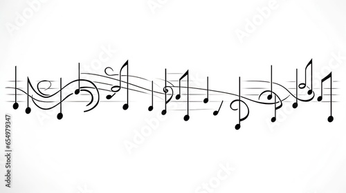 Music notes continuous and treble clef one line draw