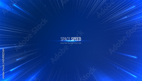 Light speed effect outer space concept. Blurred neon tunnel traffic or explosion of sparks. Vector illustration